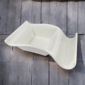 Verdici Design White Porcelain Dish Bowl Abstract Design Soup Salad Plate Dish